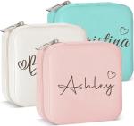 Personalized Travel Jewelry Box with Name & Heart