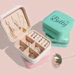 Personalized Travel Jewelry Box with Name & Heart