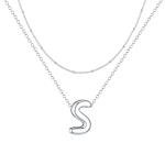 Personalized Silver Bubble Letter Initial Necklace