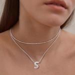 Personalized Silver Bubble Letter Initial Necklace