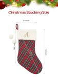 Personalized Classic Plaid Christmas Stockings with Pom Poms
