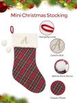 Personalized Classic Plaid Christmas Stockings with Pom Poms