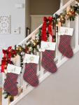 Personalized Classic Plaid Christmas Stockings with Pom Poms