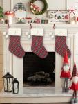 Personalized Classic Plaid Christmas Stockings with Pom Poms