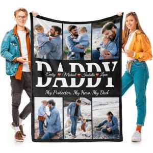 Personalized Photo Blanket Gift for Dad