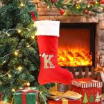 Personalized Red Velvet Monogram Christmas Stocking