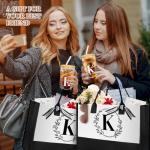 Personalized Monogrammed Tote Bag with Straws