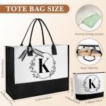 Personalized Monogrammed Tote Bag with Straws