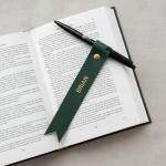 Personalized Leather Bookmark with Pen Holder