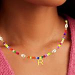Personalized Beaded Initial Necklace with Pearls