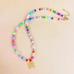 Personalized Beaded Initial Necklace with Pearls