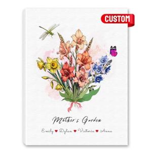Custom Birth Month Flower Canvas Art for Mom