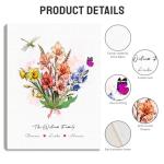 Custom Birth Month Flower Canvas Art for Mom