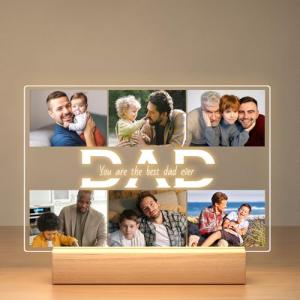 Personalized Dad Photo Frame with Night Light
