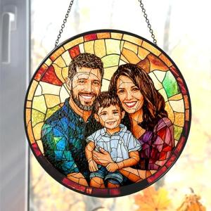 Custom Family Stained Glass Sun Catcher Ornament