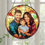 Custom Family Stained Glass Sun Catcher Ornament