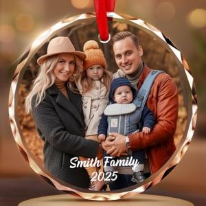 Custom Photo Crystal Christmas Ornaments for Families