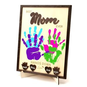Personalized Best Mom Ever Handprint Sign
