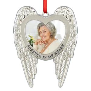 Personalized Metal Angel Wings Memorial Photo Ornament