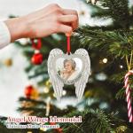 Personalized Metal Angel Wings Memorial Photo Ornament