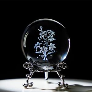 3D Laser Engraved Crystal Lilies Paperweight Gift