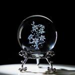 3D Laser Engraved Crystal Lilies Paperweight Gift