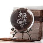 3D Laser Engraved Crystal Lilies Paperweight Gift