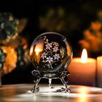 3D Laser Engraved Crystal Lilies Paperweight Gift