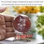 3D Laser Engraved Crystal Lilies Paperweight Gift