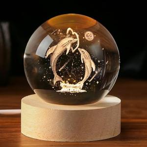 Engraved Dolphin Crystal Ball Home Decor Gift