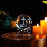 3D Laser Engraved Bible Crystal Ball Decoration