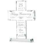 25th Anniversary Glass Cross Gift for Couples