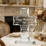 25th Anniversary Glass Cross Gift for Couples