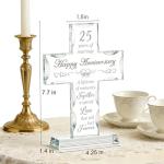 25th Anniversary Glass Cross Gift for Couples