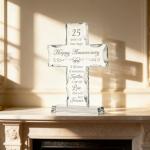 25th Anniversary Glass Cross Gift for Couples