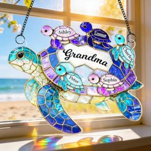 Personalized Turtle Hologram Ornament for Grandma