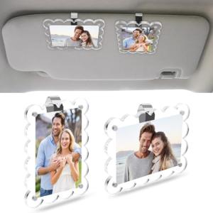 Personalized Car Photo Holder for Him – 2 Pack