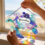 Personalized Turtle Hologram Ornament for Grandma