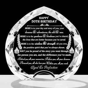 Personalized Crystal Heart 50th Birthday Gift