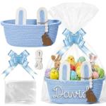 Personalized Easter Bunny Basket with Name Ribbons