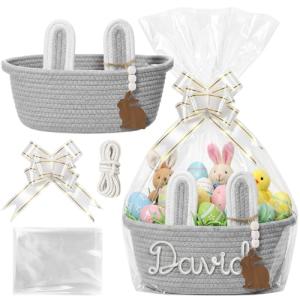 Personalized Easter Bunny Gift Basket with Name