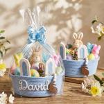 Personalized Easter Bunny Basket with Name Ribbons