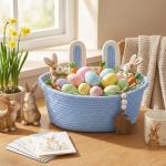 Personalized Easter Bunny Basket with Name Ribbons