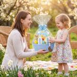 Personalized Easter Bunny Basket with Name Ribbons