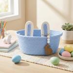 Personalized Easter Bunny Basket with Name Ribbons