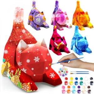 Goody King Paint Your Own Lie Cat Lamp Kit, DIY Cat Crafts Night Light, Arts & Crafts for Kids Ages 8-12, Painting Kit for Girls Boys Age 4 5 6 7 8+, Cat Birthday Gift for Kids Ages 3 4 5 6 7 8+