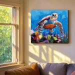 KOMI Turtle Paint by Numbers Kit for Adults with Frame, Adults Kids Paint by Number Kits on Framed Canvas Kids Painting by Number Art Craft Kit for Home Decor, Sea Turtle 12x16inch