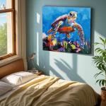 KOMI Turtle Paint by Numbers Kit for Adults with Frame, Adults Kids Paint by Number Kits on Framed Canvas Kids Painting by Number Art Craft Kit for Home Decor, Sea Turtle 12x16inch