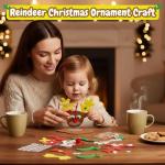 4E's Novelty Reindeer Christmas Ornament Craft for Kids (12 Pack) Updated Edition - Foam Bulk Arts and Crafts Kit for Kids Toddlers 4-8 DIY Craft Party Favor Activity Project