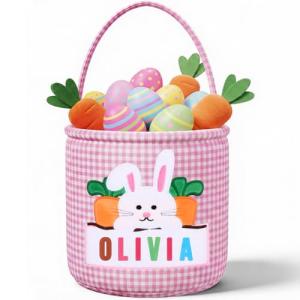 Personalized Pink Bunny Easter Basket for Kids